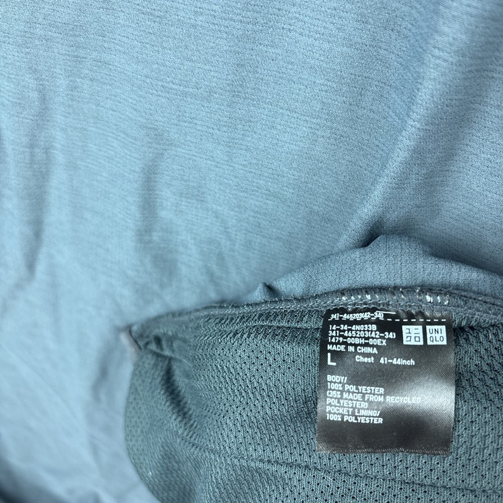 Uniqlo Dry-Ex Lightweight Athletic Jacket Full Zip Mens Large Gray Hooded Baggy - Picture 6 of 8